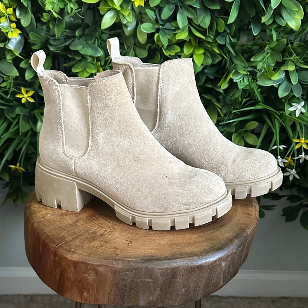 Beige Suede Ankle Boots